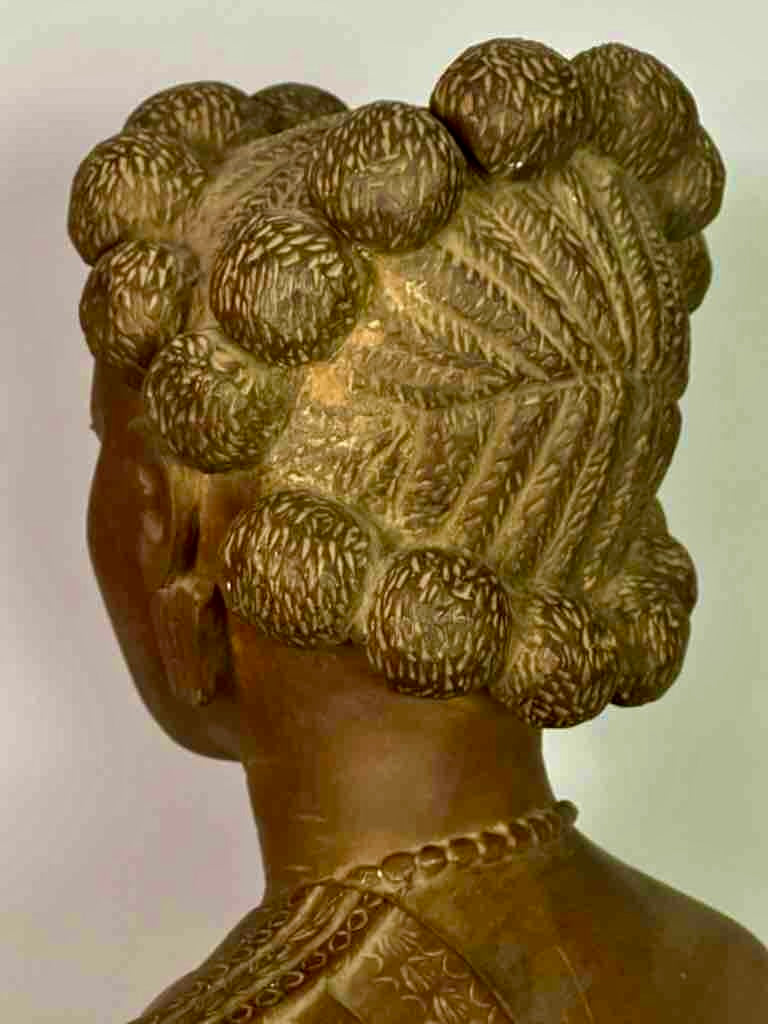 Carved Tropical Wood Fon African Woman Head - Togo