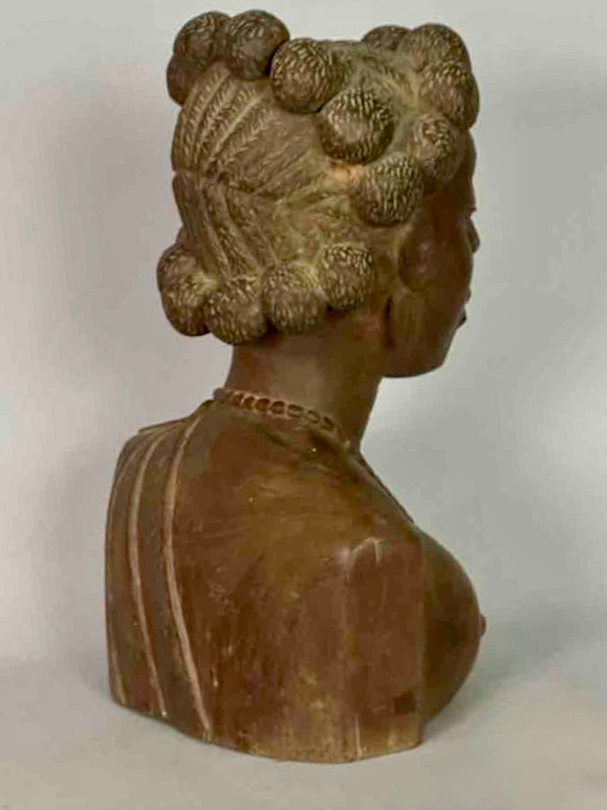 Carved Tropical Wood Fon African Woman Head - Togo