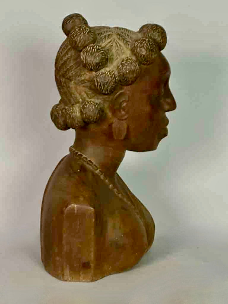 Carved Tropical Wood Fon African Woman Head - Togo