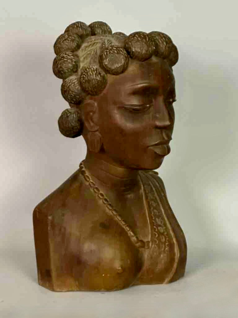 Carved Tropical Wood Fon African Woman Head - Togo