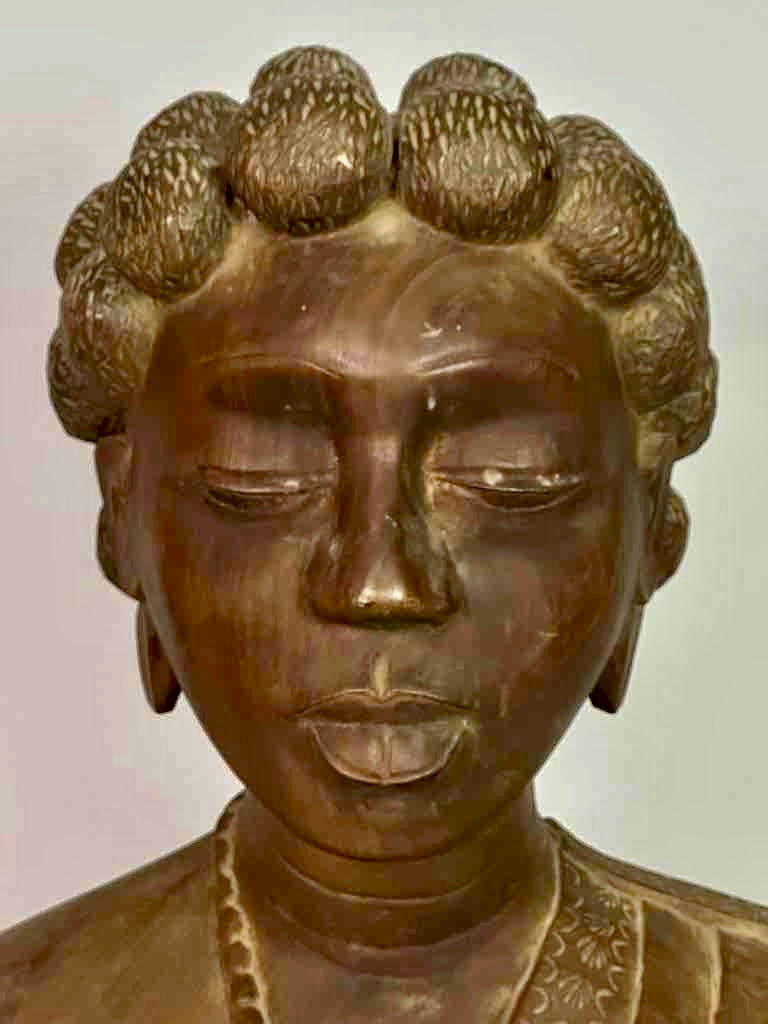 Carved Tropical Wood Fon African Woman Head - Togo