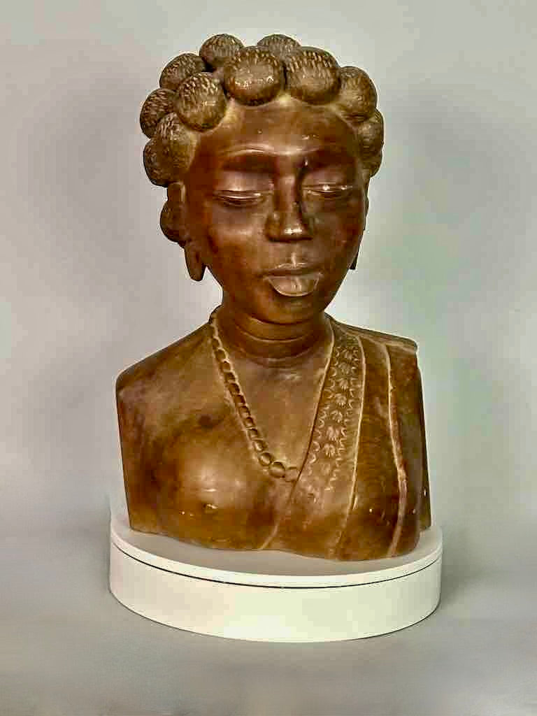 Carved Tropical Wood Fon African Woman Head - Togo