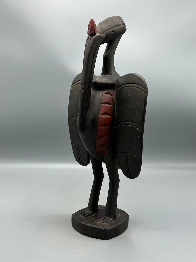 Senufo Contemporary Black Hornbill Statue | 16" - Mali