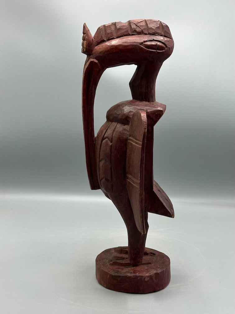 Small Senufo Contemporary Red Hornbill Statue | 15" - Mali