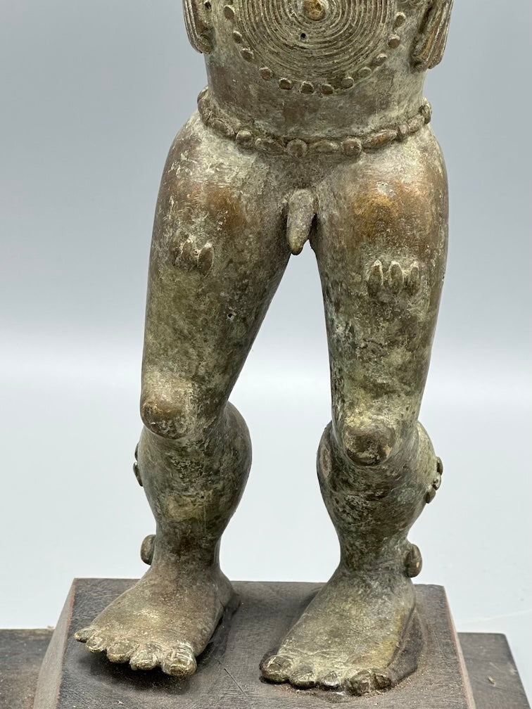 Vintage Tall Brass Baule Male Reliquary Figure - Ivory Coast
