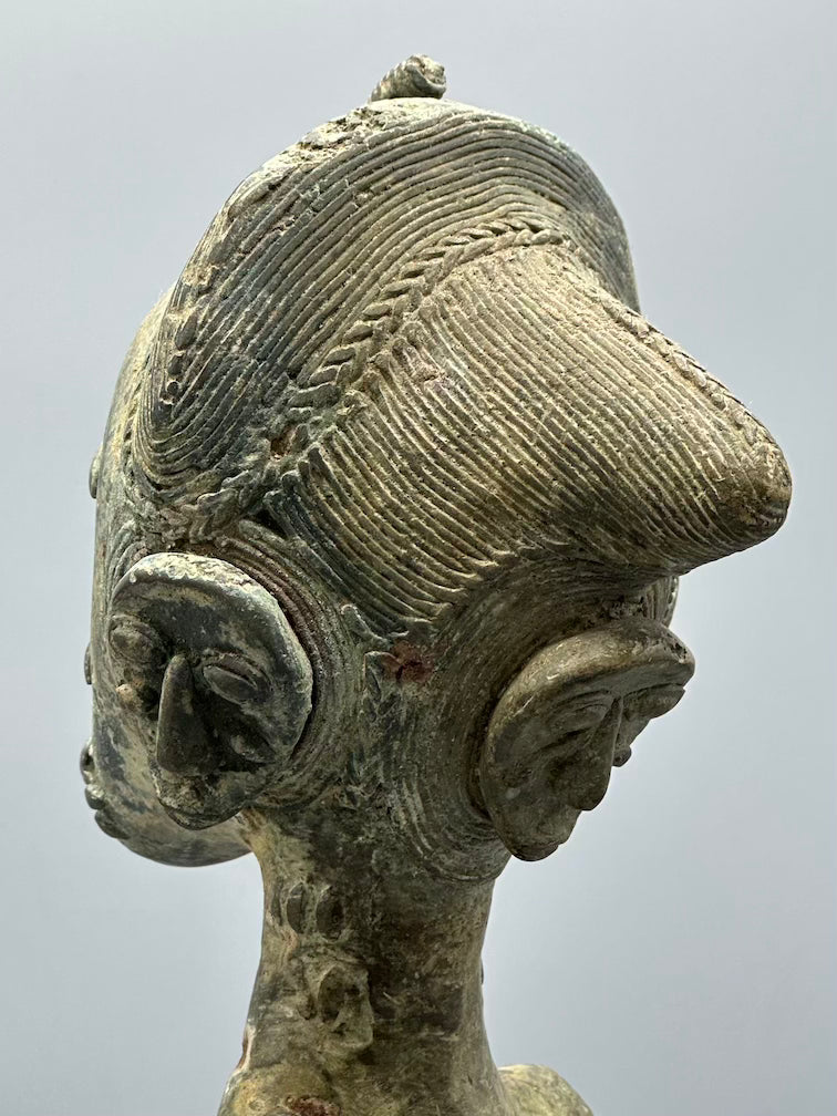 Vintage Tall Brass Baule Male Reliquary Figure - Ivory Coast