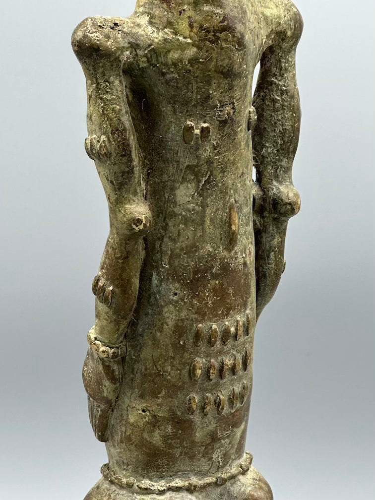 Vintage Tall Brass Baule Male Reliquary Figure - Ivory Coast