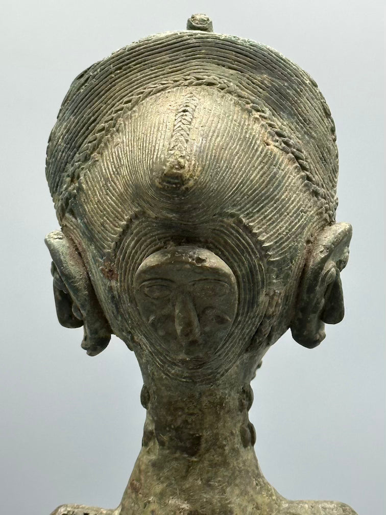 Vintage Tall Brass Baule Male Reliquary Figure - Ivory Coast
