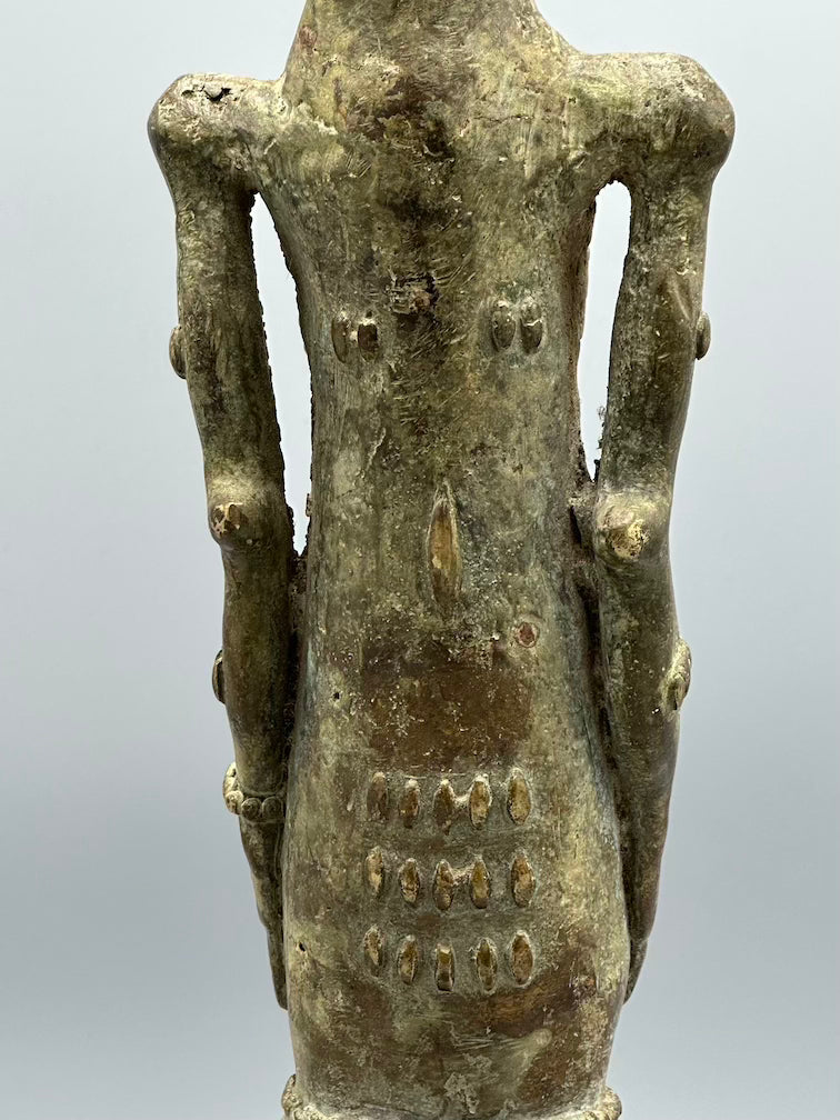 Vintage Tall Brass Baule Male Reliquary Figure - Ivory Coast