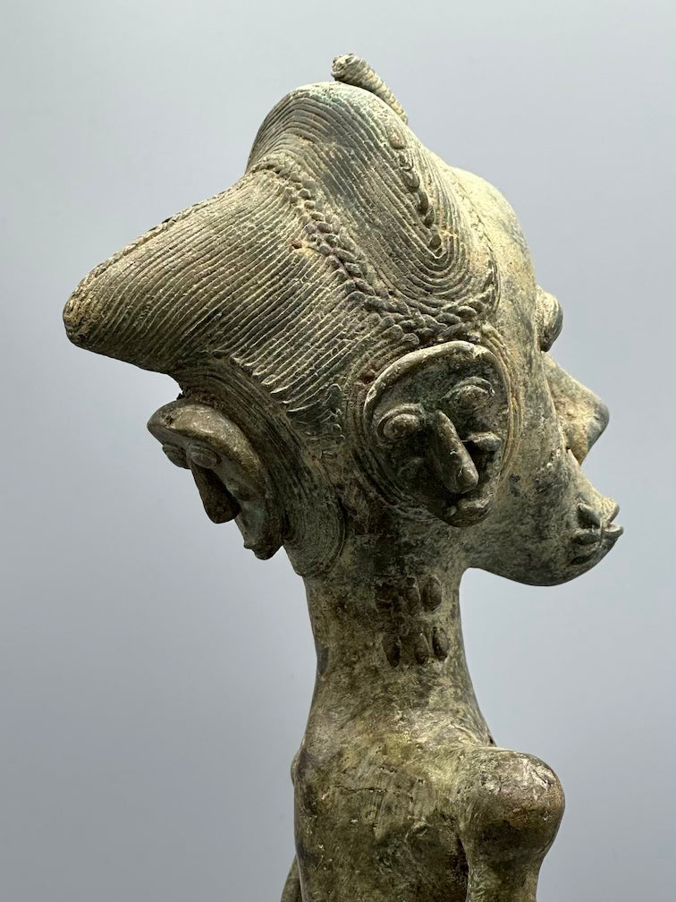 Vintage Tall Brass Baule Male Reliquary Figure - Ivory Coast