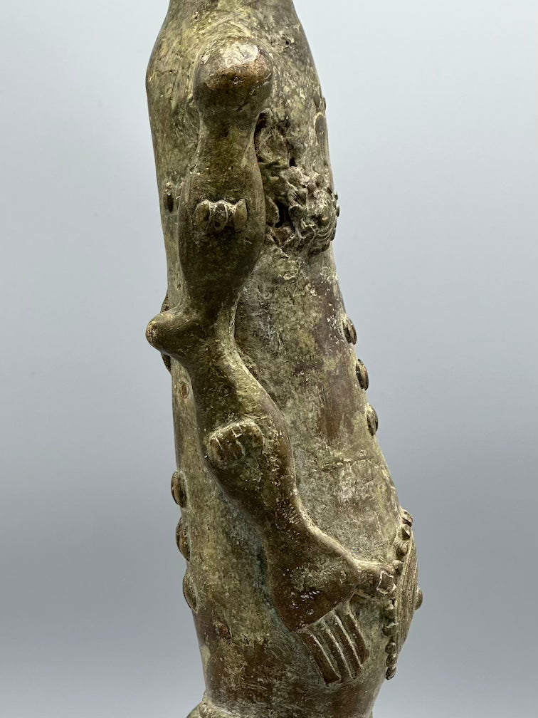 Vintage Tall Brass Baule Male Reliquary Figure - Ivory Coast