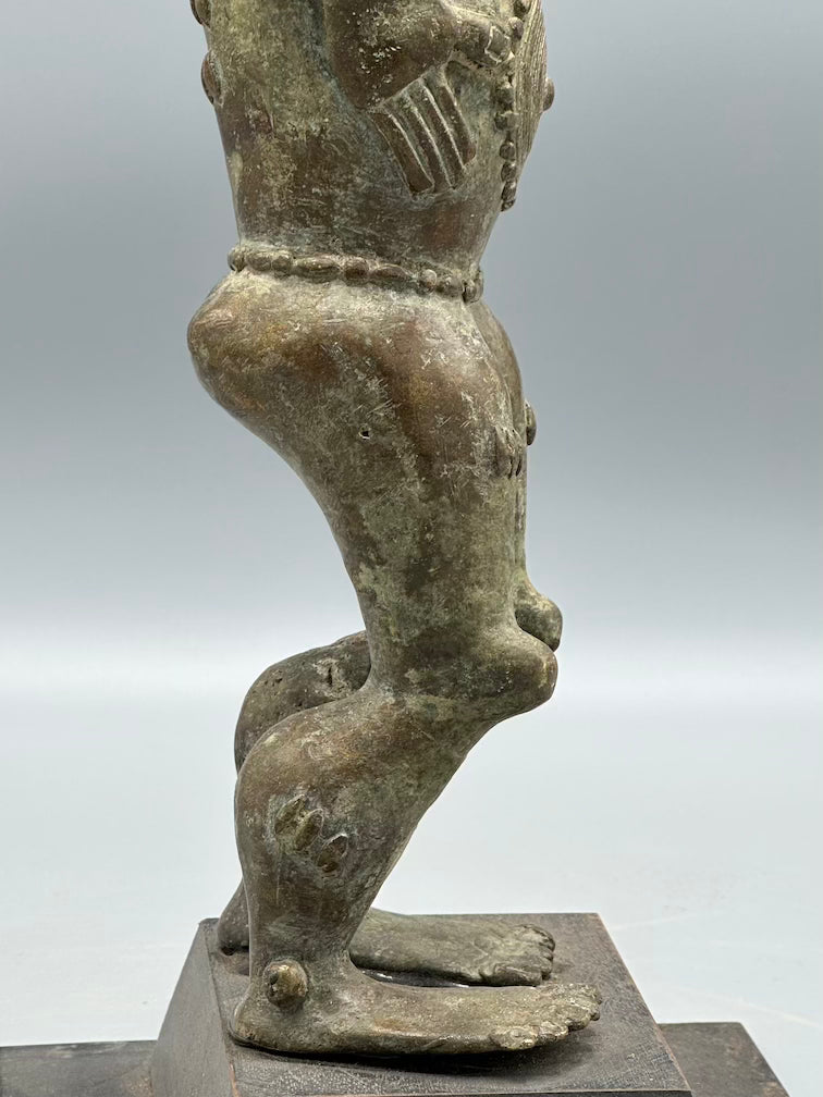 Vintage Tall Brass Baule Male Reliquary Figure - Ivory Coast