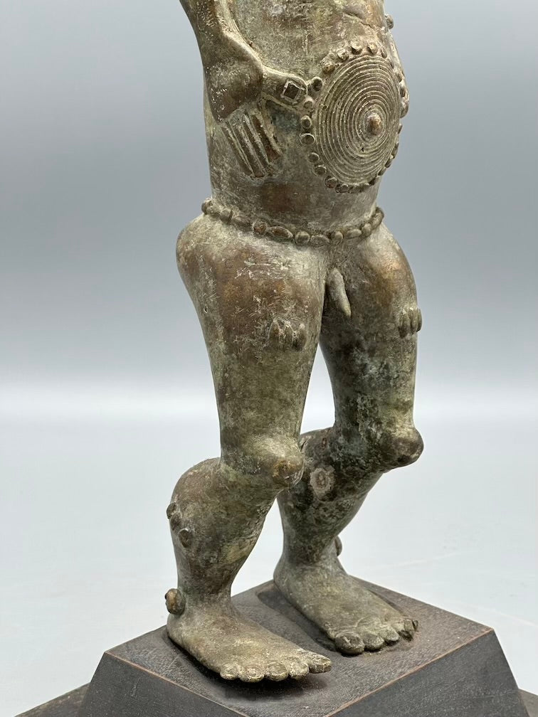 Vintage Tall Brass Baule Male Reliquary Figure - Ivory Coast