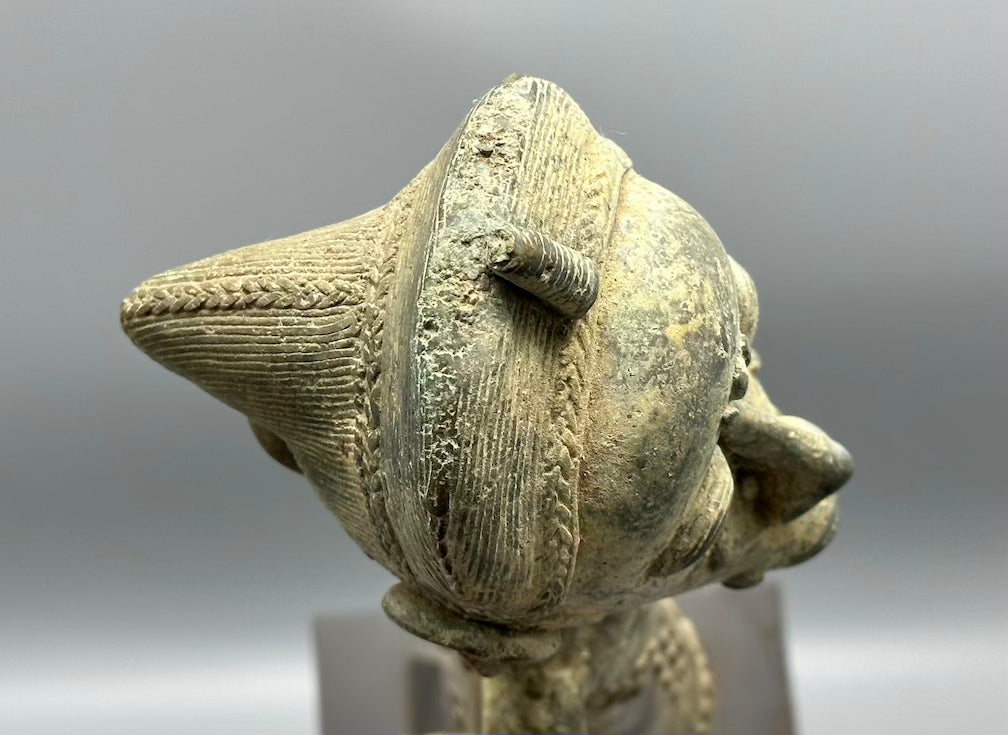 Vintage Tall Brass Baule Male Reliquary Figure - Ivory Coast