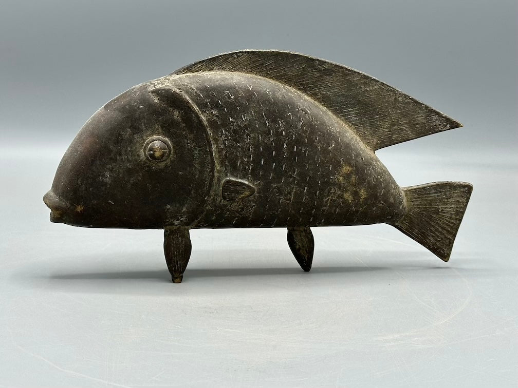 Vintage Baule Brass Fish Figure - Ivory Coast