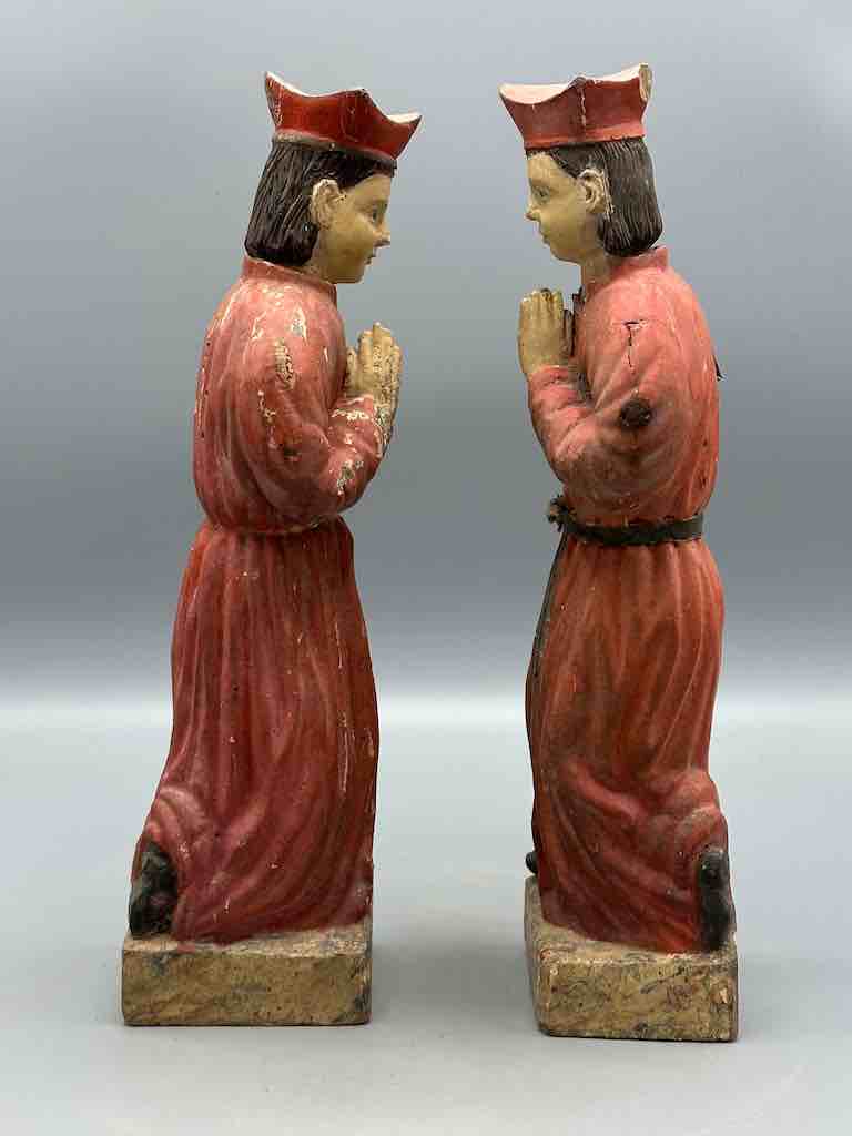 Antique Vietnamese Catholic Saint Figure Pair of Angels
