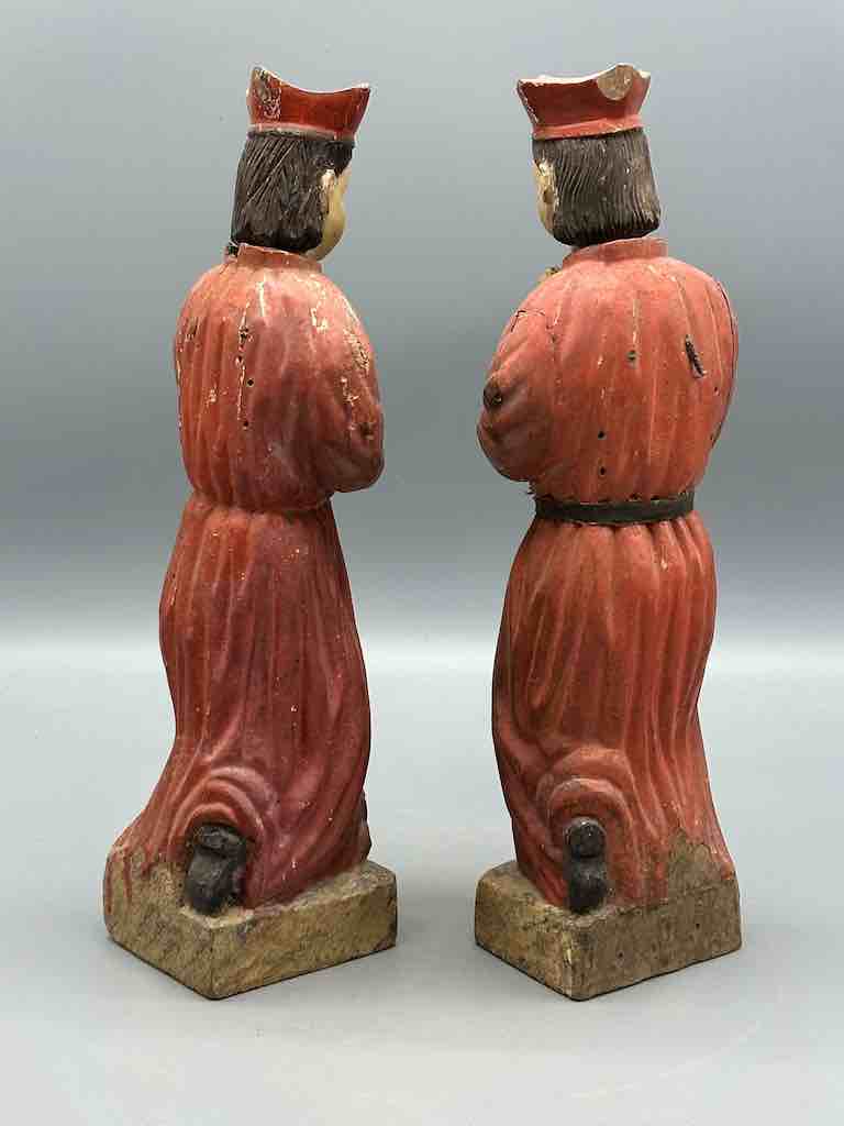 Antique Vietnamese Catholic Saint Figure Pair of Angels