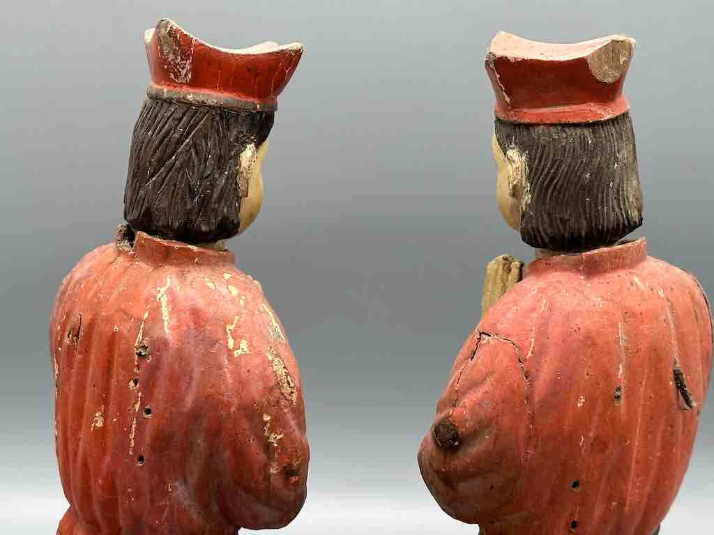 Antique Vietnamese Catholic Saint Figure Pair of Angels
