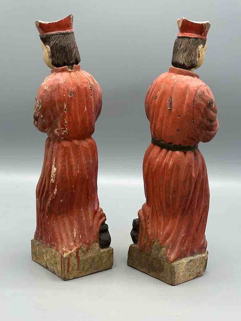 Antique Vietnamese Catholic Saint Figure Pair of Angels