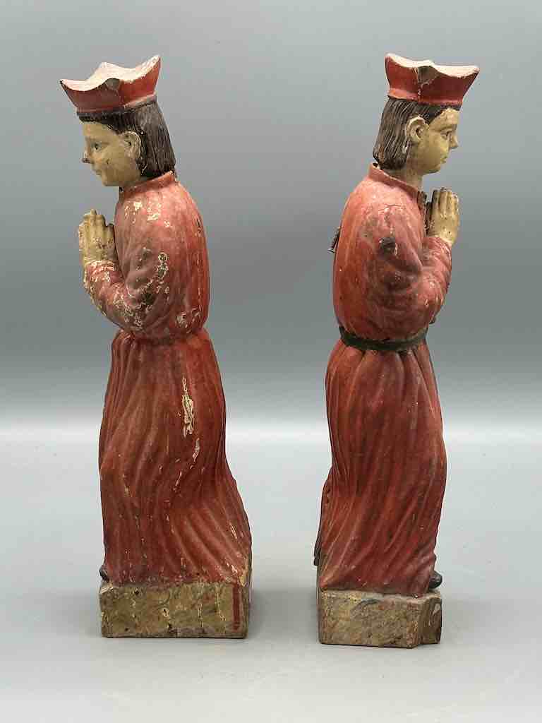 Antique Vietnamese Catholic Saint Figure Pair of Angels