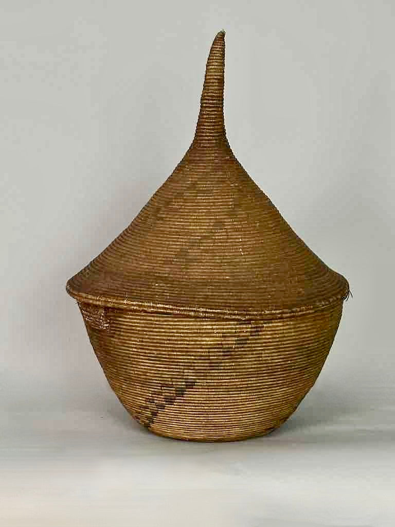 Extraordinary Large Covered Vintage Tutsi Decor Basket - Burundi