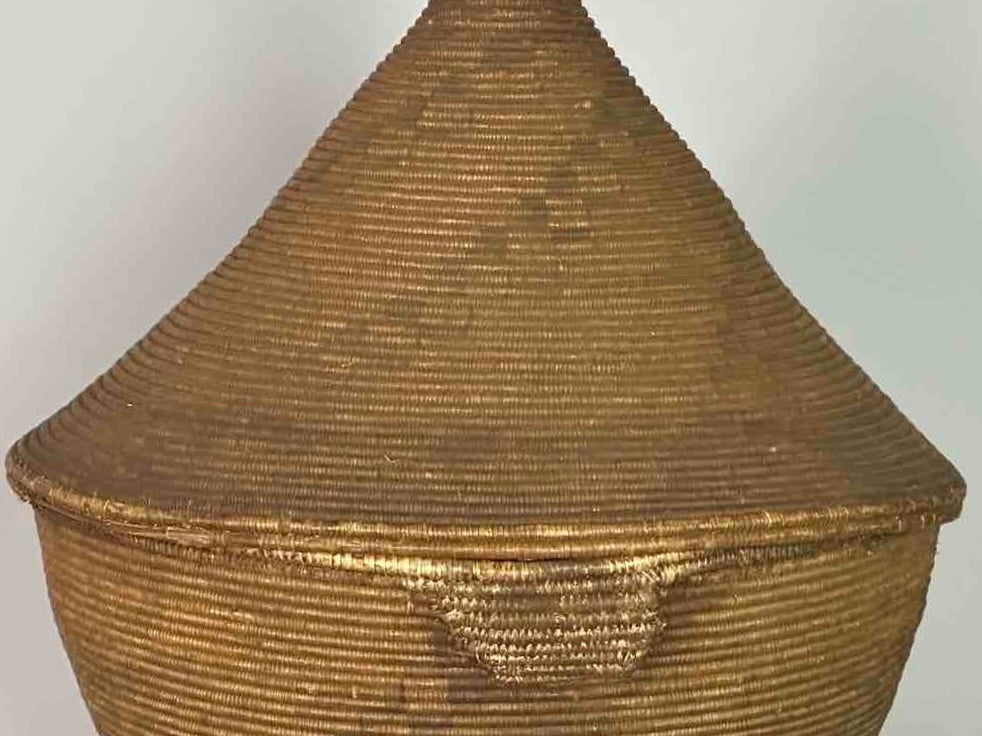 Extraordinary Large Covered Vintage Tutsi Decor Basket - Burundi
