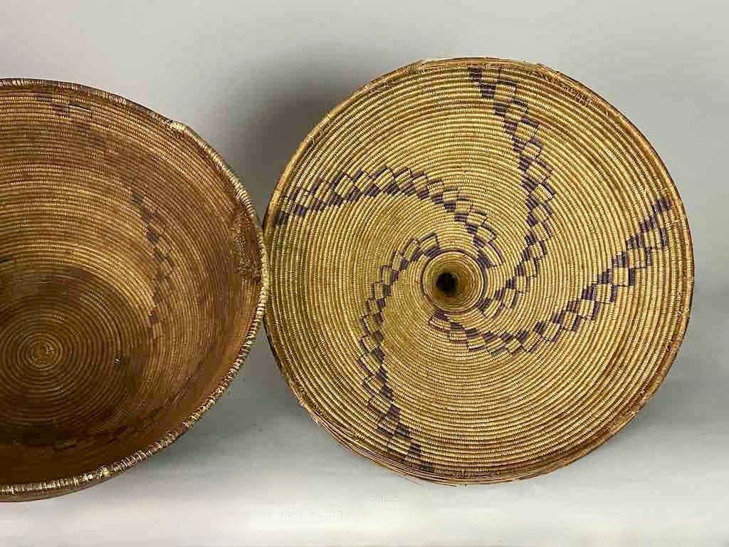 Extraordinary Large Covered Vintage Tutsi Decor Basket - Burundi