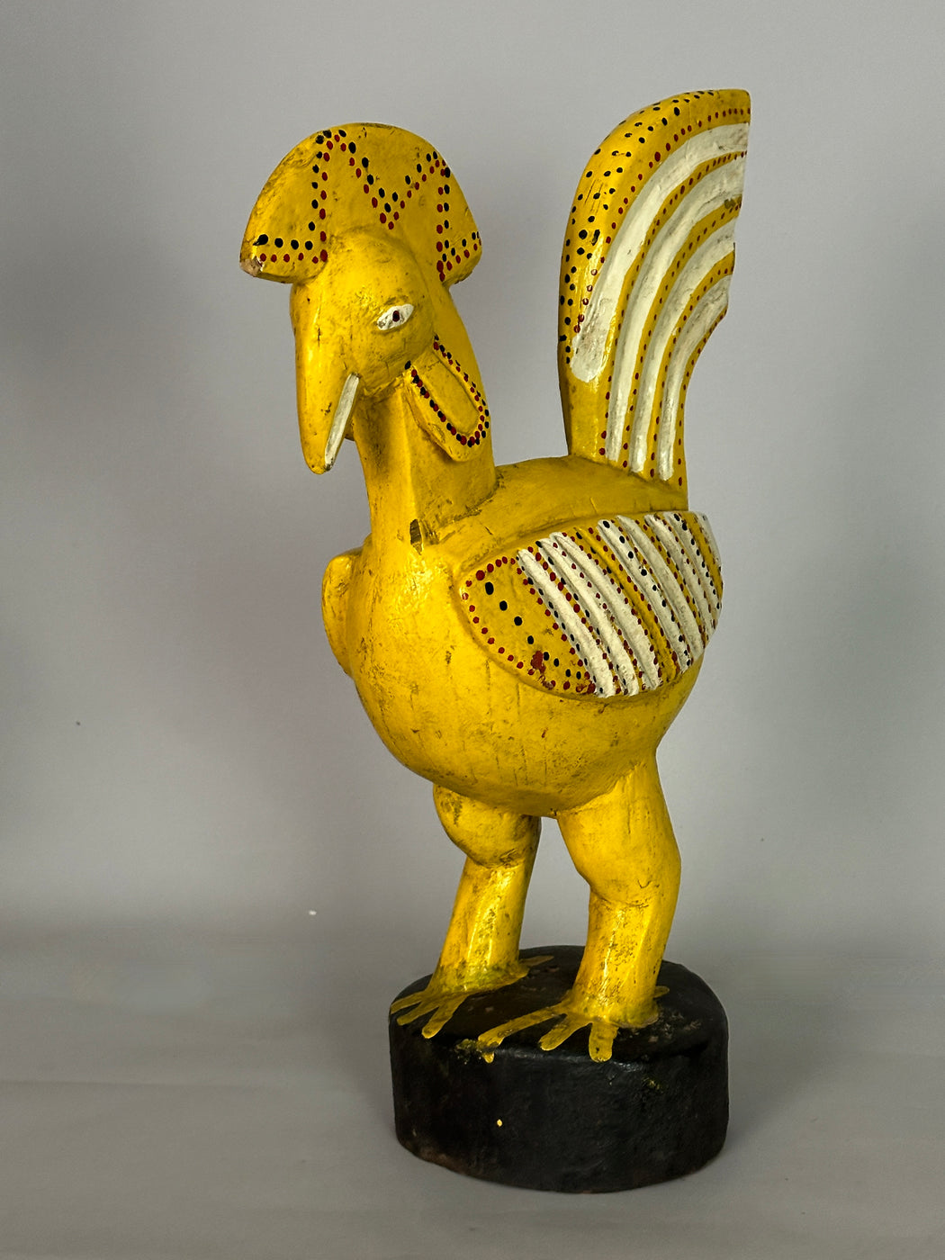 Large Yellow Wooden Chicken Figure | Mali, Africa