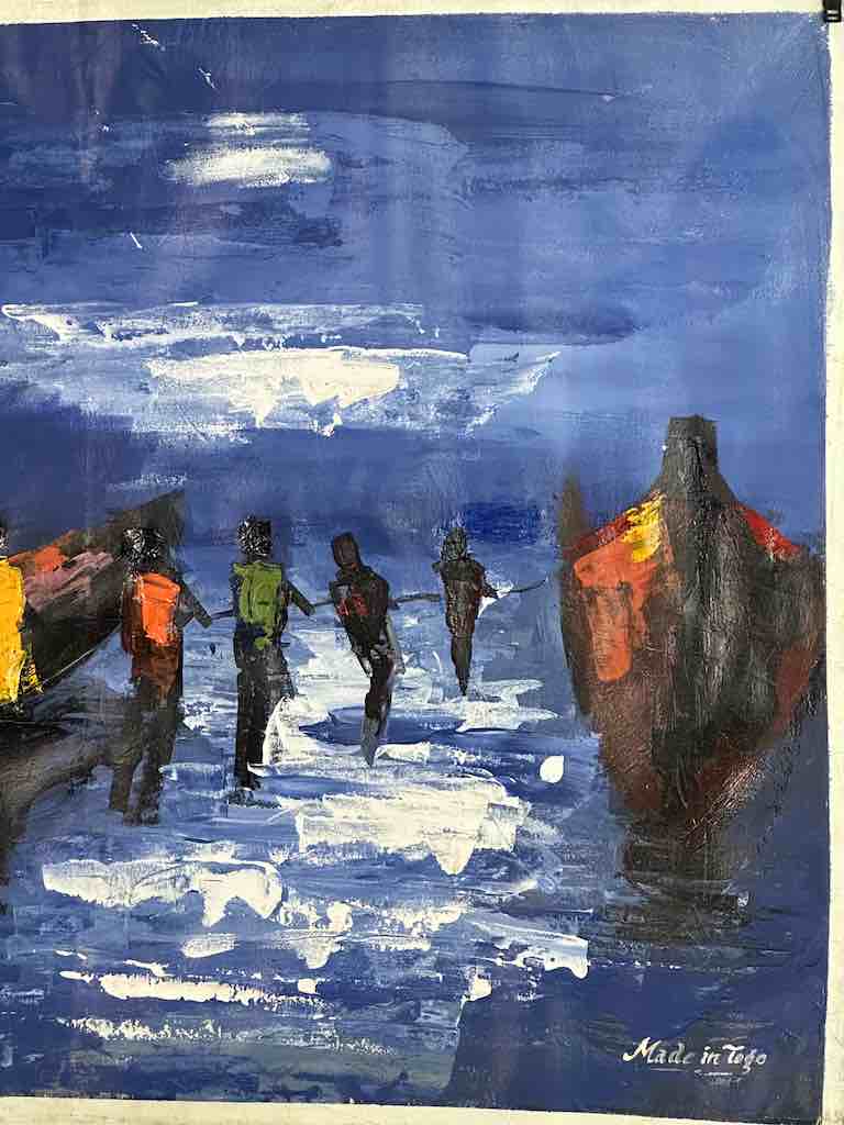 Moonlight | Contemporary African Painting on Canvas Frameable Art | 37 x 27"