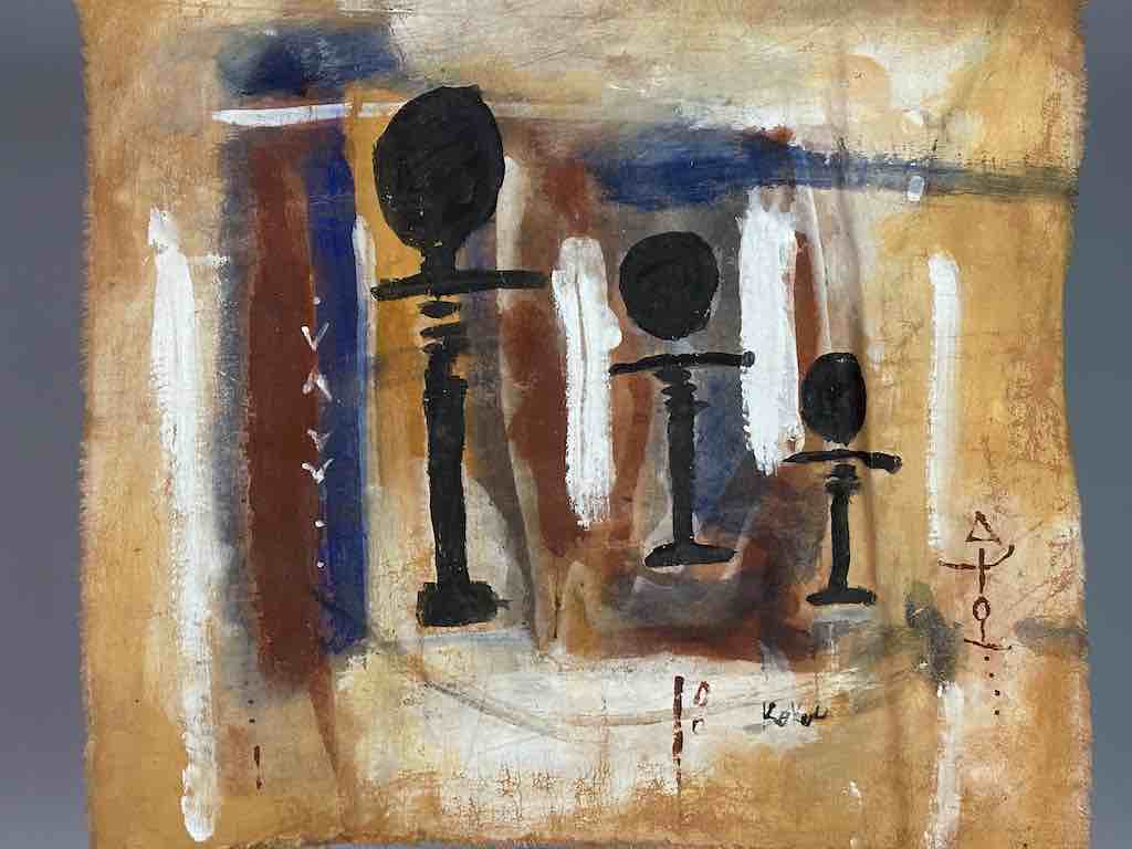 3 Akwabas | Contemporary African Painting on Canvas Frameable Art | 21 x 20"