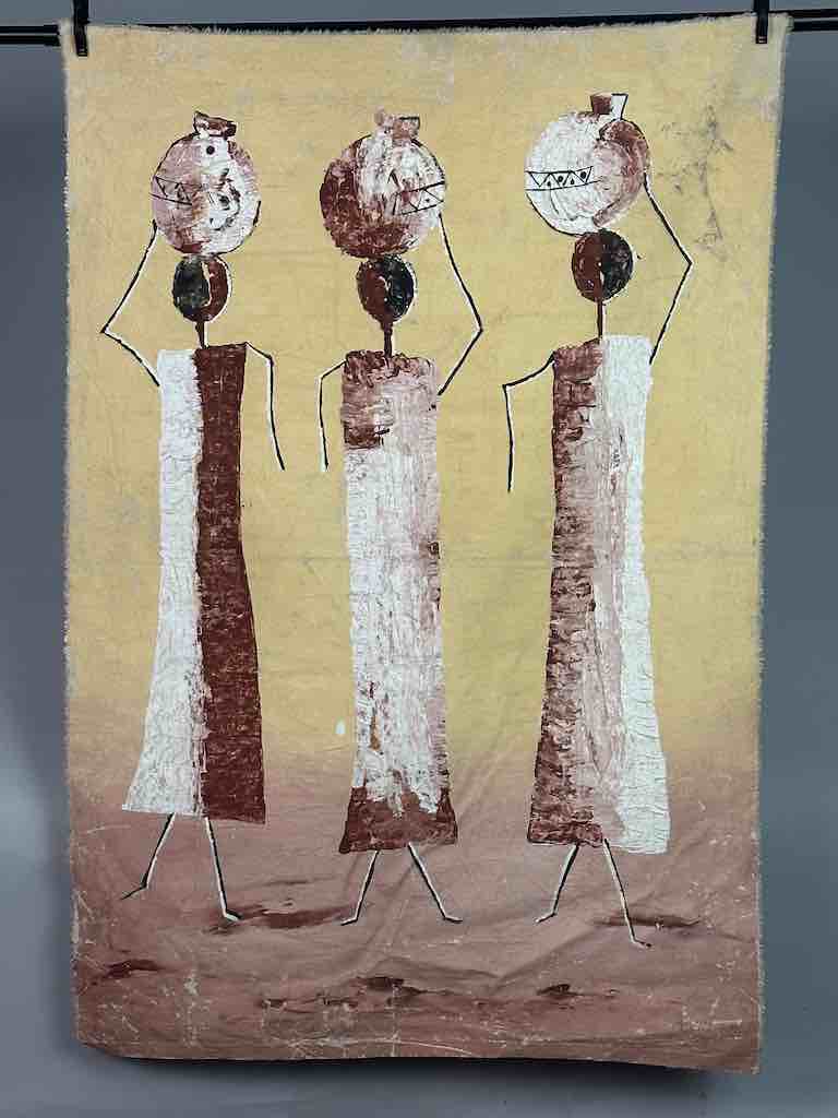 3 Stylized Women | Contemporary African Painting on Canvas Frameable Art | 30 x 43"