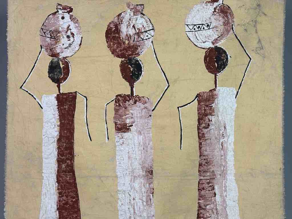 3 Stylized Women | Contemporary African Painting on Canvas Frameable Art | 30 x 43"