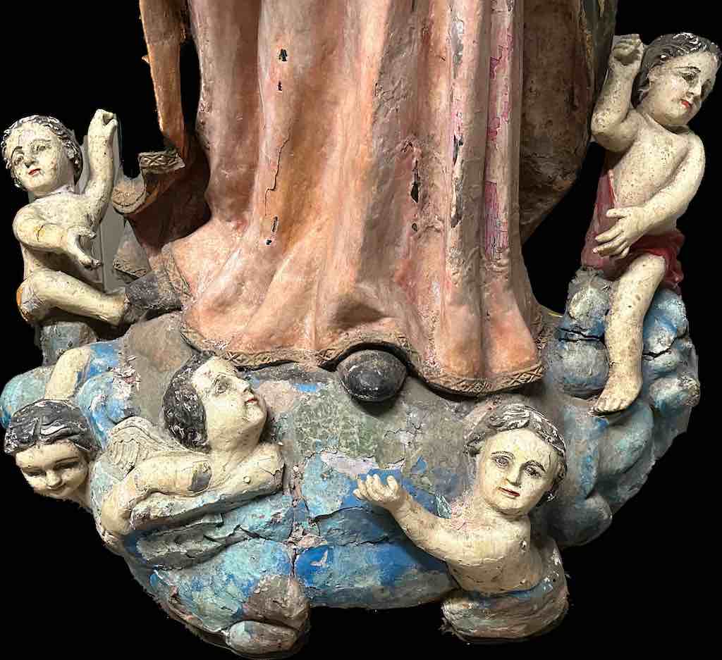 Very Large Antique Vietnamese Catholic Saint Figure Virgin Mary Immaculate Conception