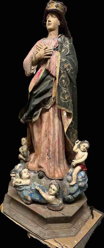 Very Large Antique Vietnamese Catholic Saint Figure Virgin Mary Immaculate Conception