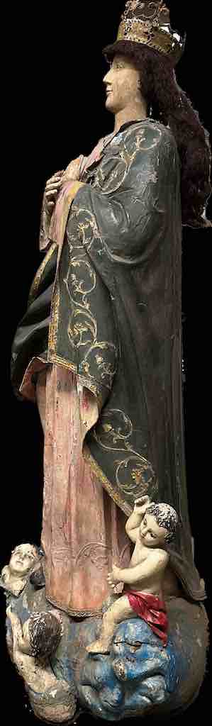 Very Large Antique Vietnamese Catholic Saint Figure Virgin Mary Immaculate Conception