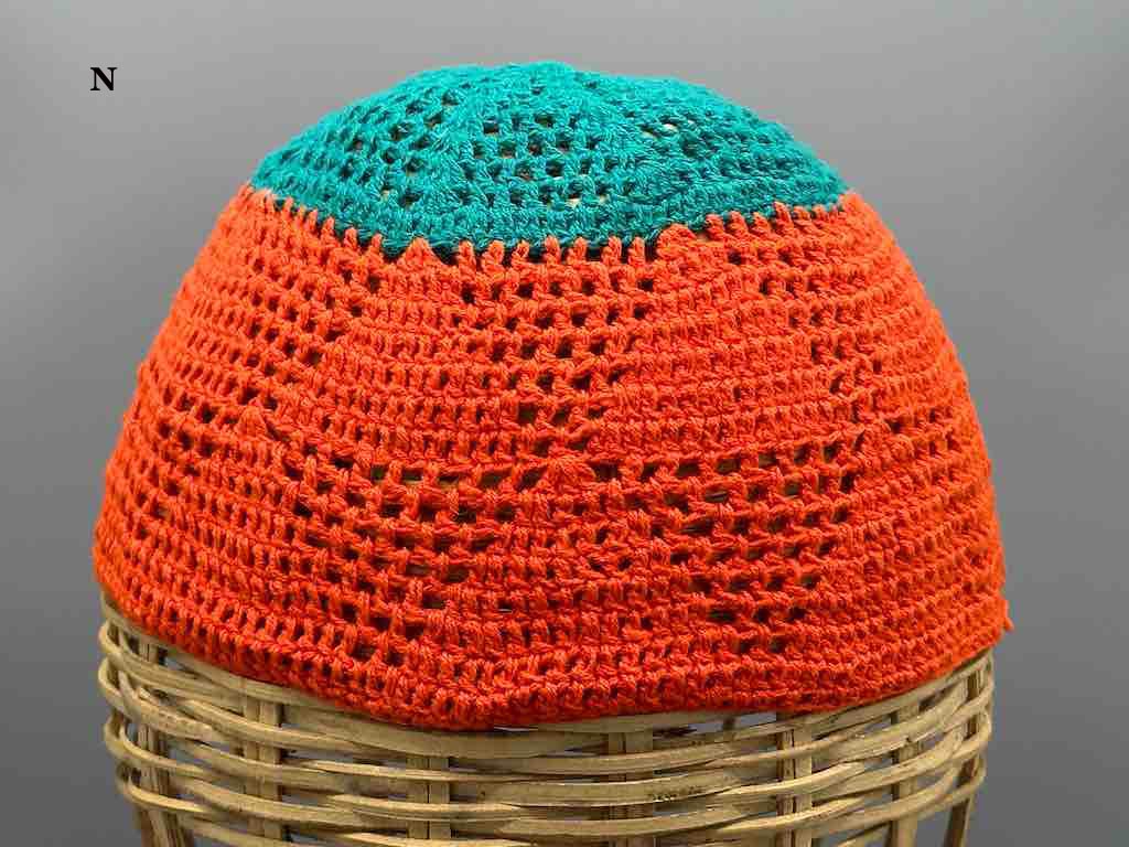 2-color 100% cotton crocheted kufi African men's hat