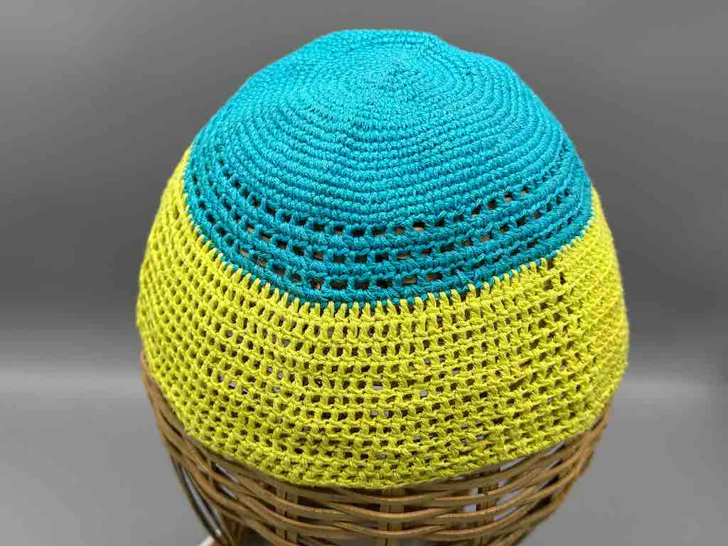 2-color 100% cotton crocheted kufi African men's hat