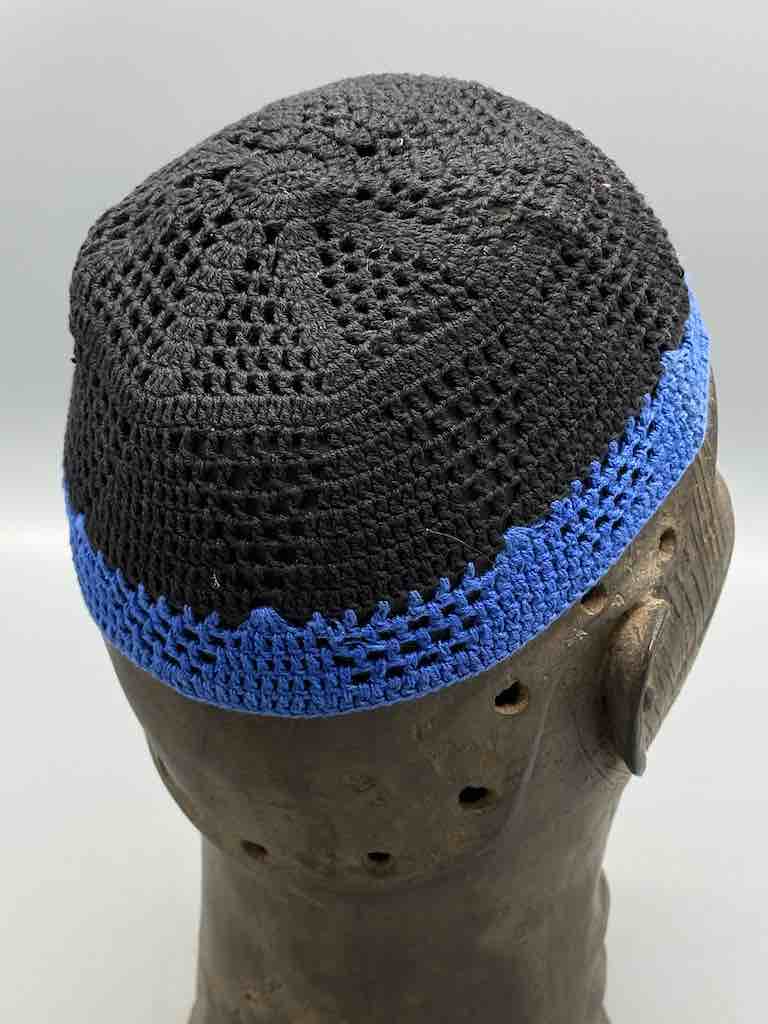 2-color 100% cotton crocheted kufi African men's hat