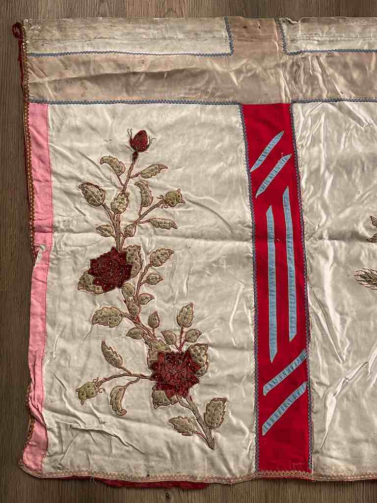 Antique Vietnamese Catholic Red Maltese Cross Design Authentic Ecclesiastical Cloth Altar Textile
