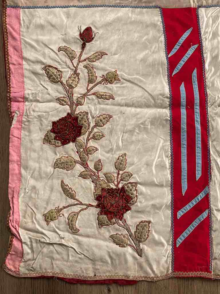 Antique Vietnamese Catholic Red Maltese Cross Design Authentic Ecclesiastical Cloth Altar Textile