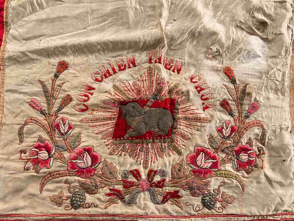 Antique Vietnamese Catholic Lamb of God Design Authentic Ecclesiastical Cloth Altar Textile