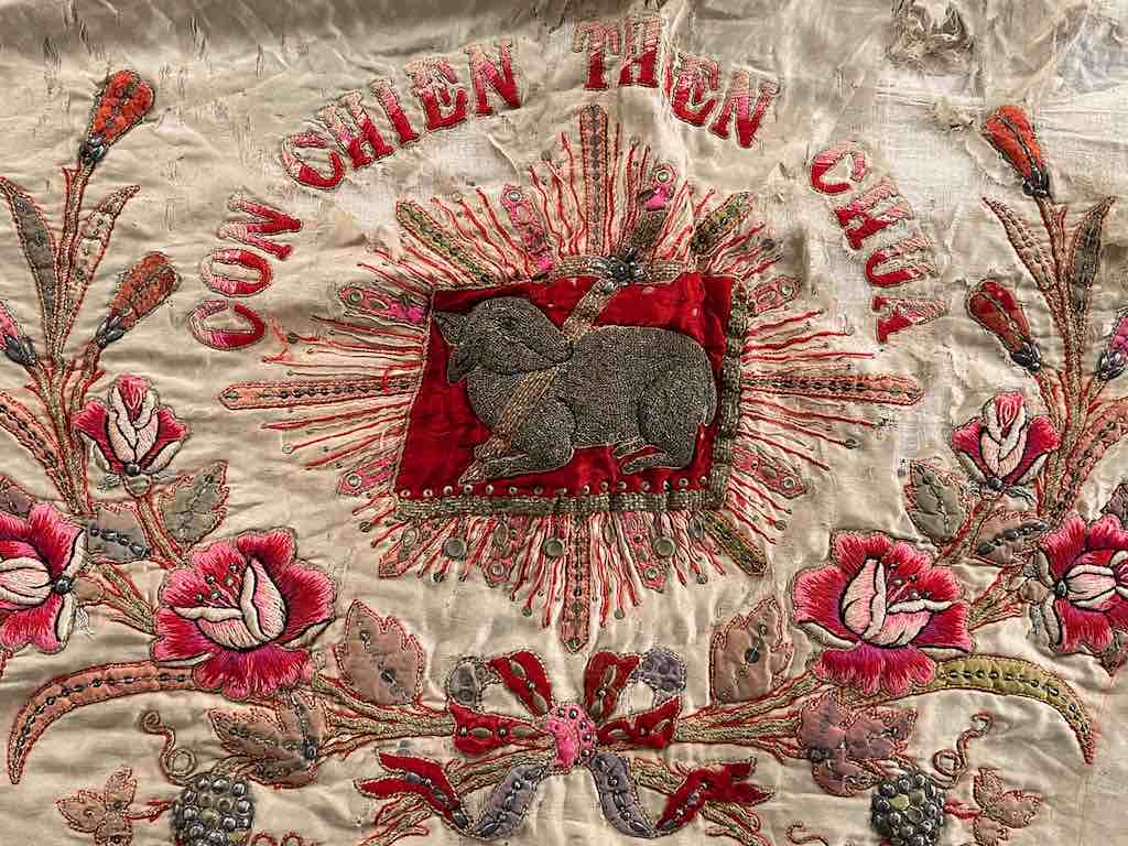 Antique Vietnamese Catholic Lamb of God Design Authentic Ecclesiastical Cloth Altar Textile