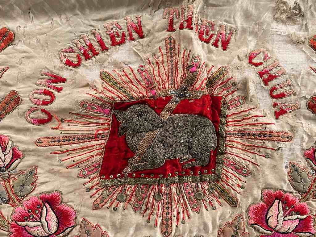 Antique Vietnamese Catholic Lamb of God Design Authentic Ecclesiastical Cloth Altar Textile