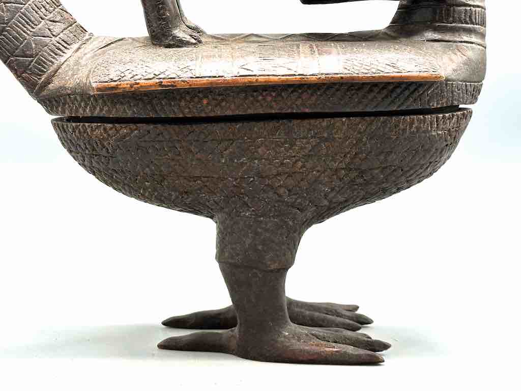 Wooden Chicken & Monkey Ritual Container | Ivory Coast, Africa