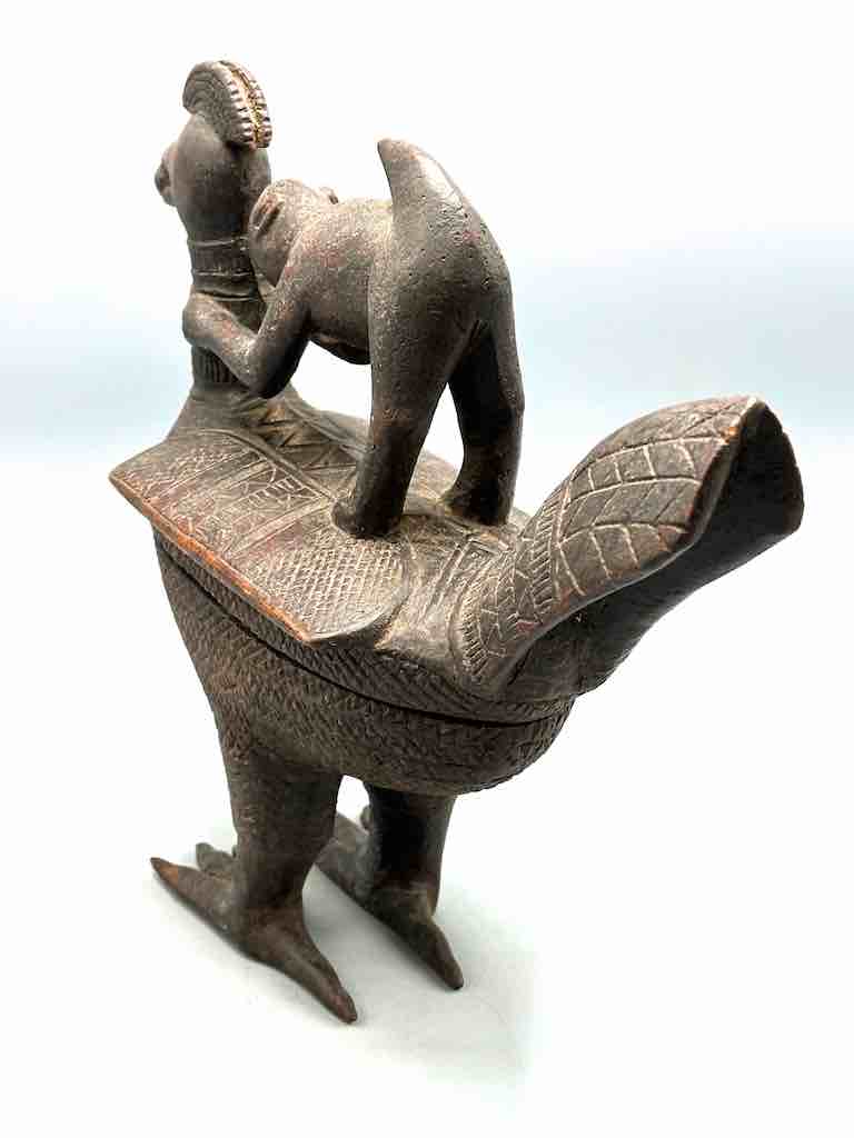 Wooden Chicken & Monkey Ritual Container | Ivory Coast, Africa