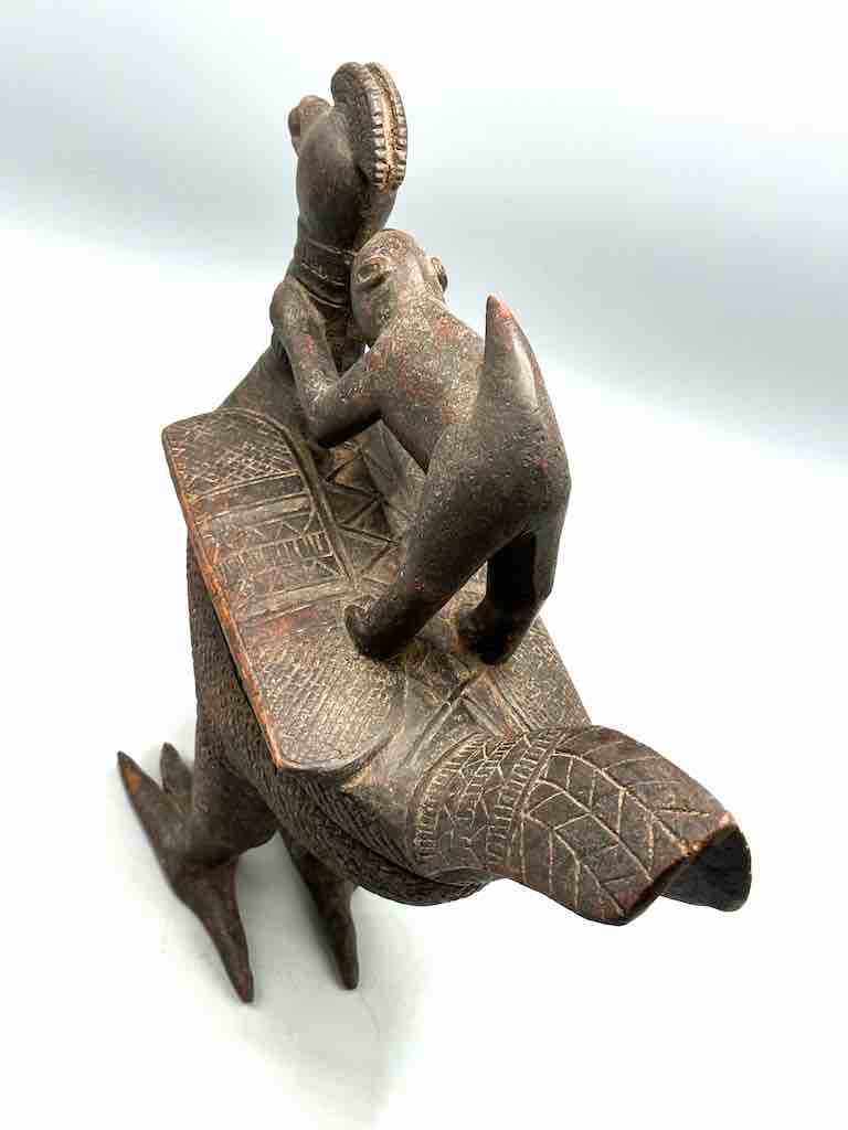 Wooden Chicken & Monkey Ritual Container | Ivory Coast, Africa