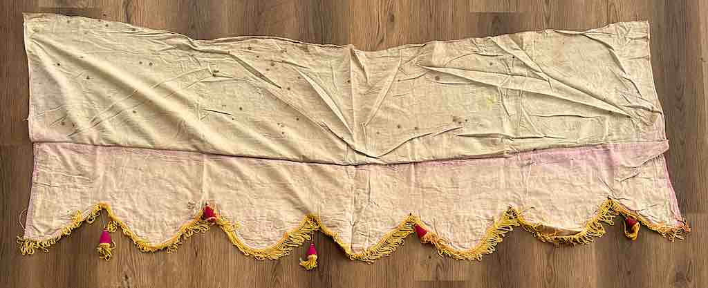 Antique Vietnamese Catholic Lamb of God Flaming Heart Design Authentic Ecclesiastical Cloth Altar Textile