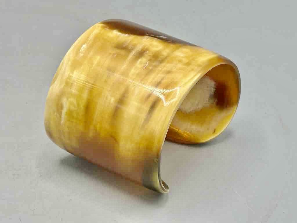 Caramel & Cream Wide Ankole Cattle Horn Bracelet - Viet Nam