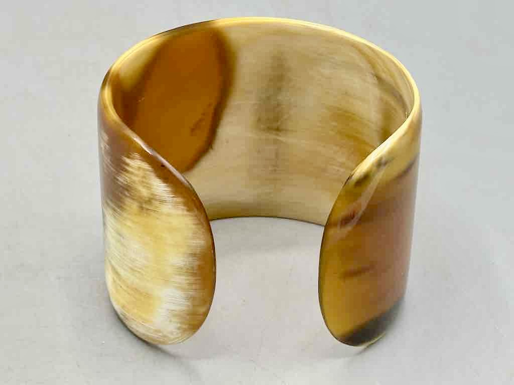 Caramel & Cream Wide Ankole Cattle Horn Bracelet - Viet Nam