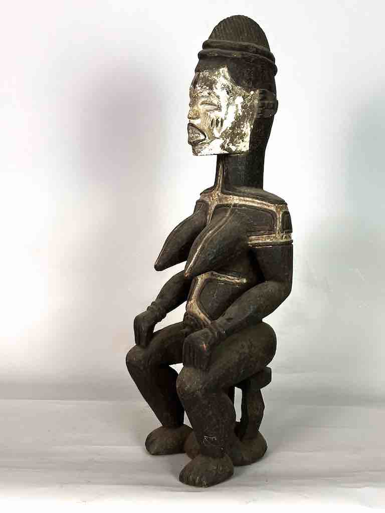 Vintage Seated Igbo Woman Spirit Statue | 25" - Nigeria